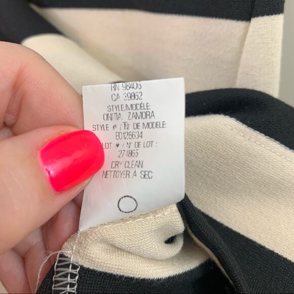 Theory Zamora Onitia Striped Shift Cream/Black Dress - Picture 7 of 10